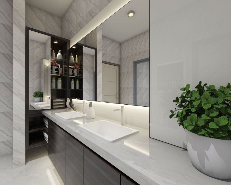 Luxury Bathroom with Dual Sinks and Mirrors